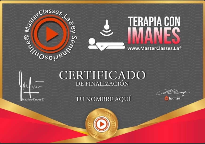Certificado Curso "terapia con Imanes"